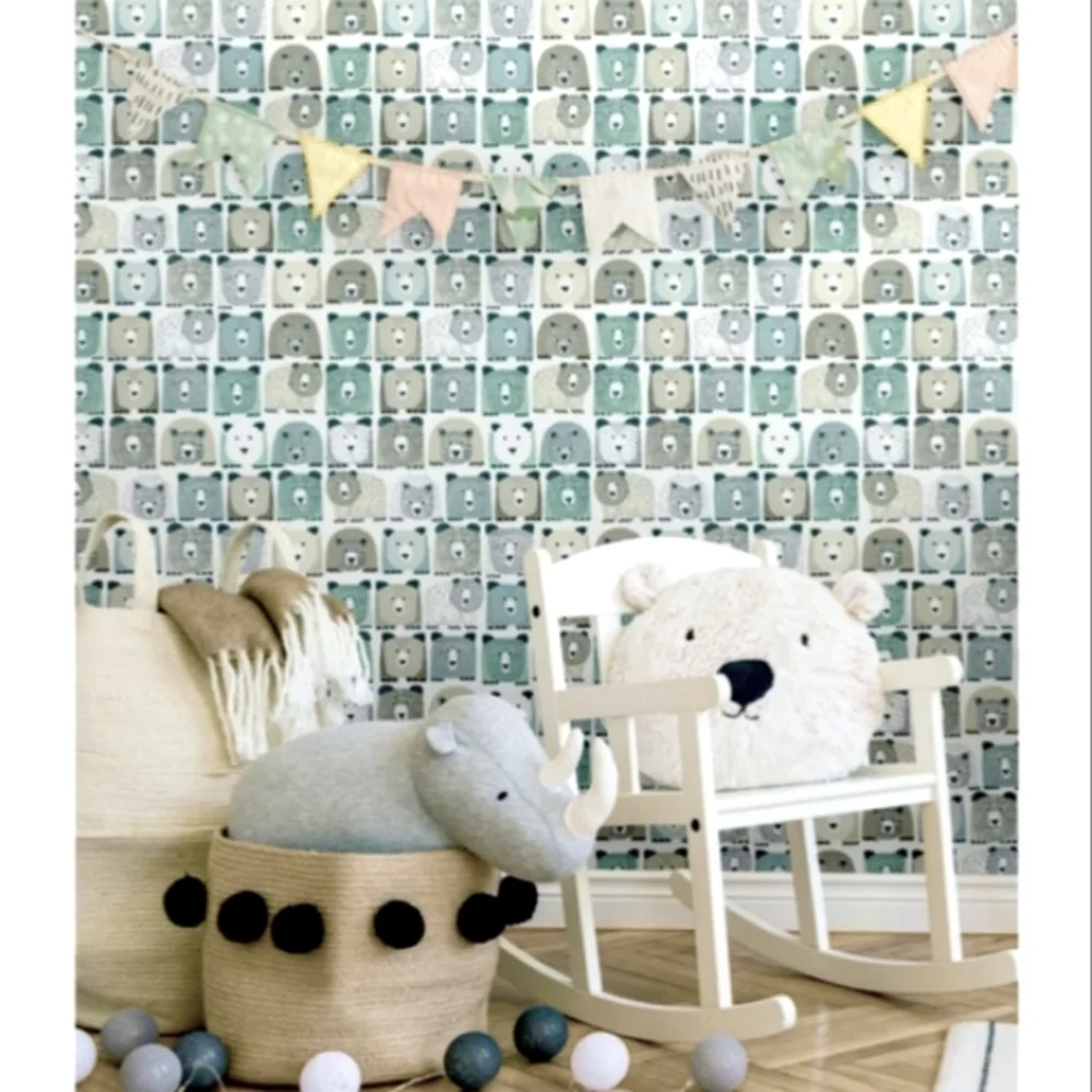 Dwell Studio x York Blue & Yellow Bears Sidewall Wallpaper